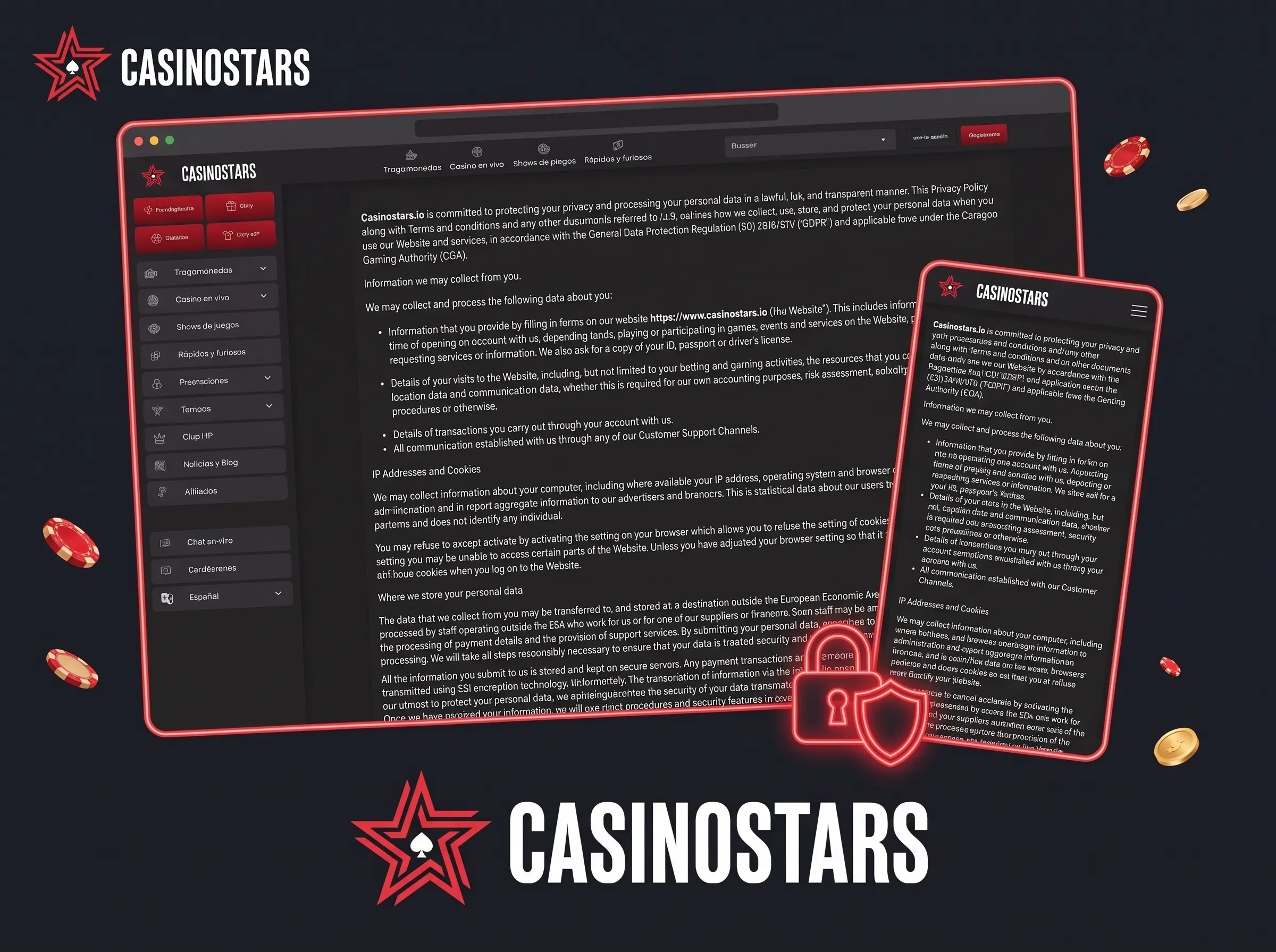 Política de privacidad de Casinostars en el navegador